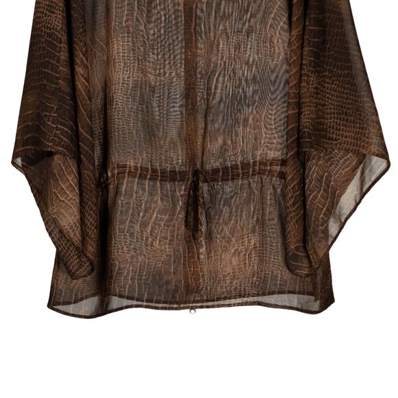 Chaps Ralph Lauren Women's Blouse Snake Print Drawstring Western Beachy Top S - Picture 6 of 9